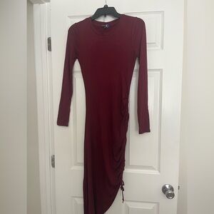 Fashion Nova Wine Long Sleeve Dress